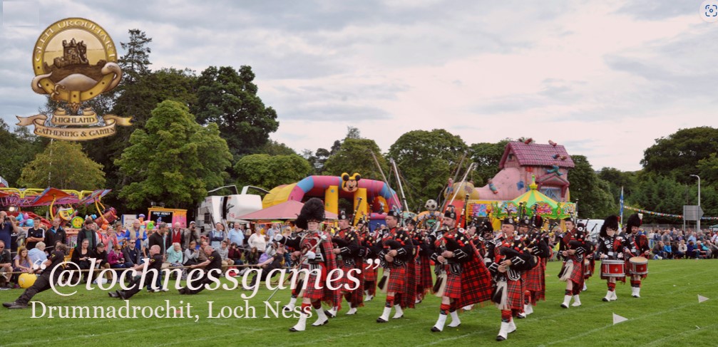 A picture of bag piers playing at the highland games